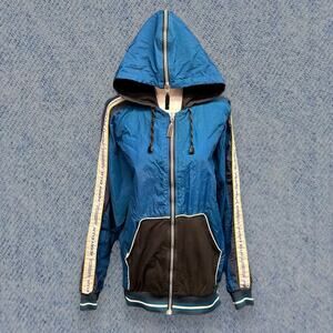 Vintage Perry Ellis America Men’s Blue Hooded Windbreaker Jacket - Size L